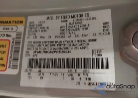 2023 Ford Bronco Sport Heritage из США, поврежденный, VIN 3FMCR9G62PRE26540